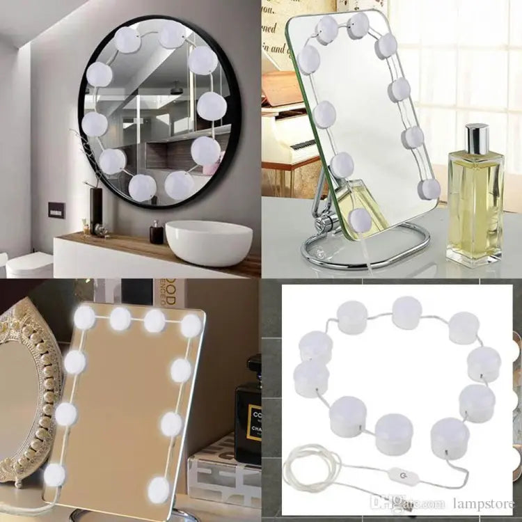 Vanity Mirror Fill 10Pc Light Bulb Changeable Luminance 3 Colors Led Usb String Dimmable Vanity Light