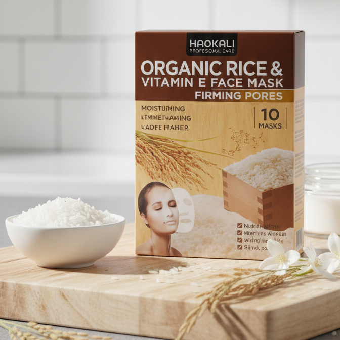 HAOKALI Professional Care Organic Rice & Vitamin E Face Mask  - Firming Pores, Nourishing, Moisturizing & Whitening Skin(pack of 10)