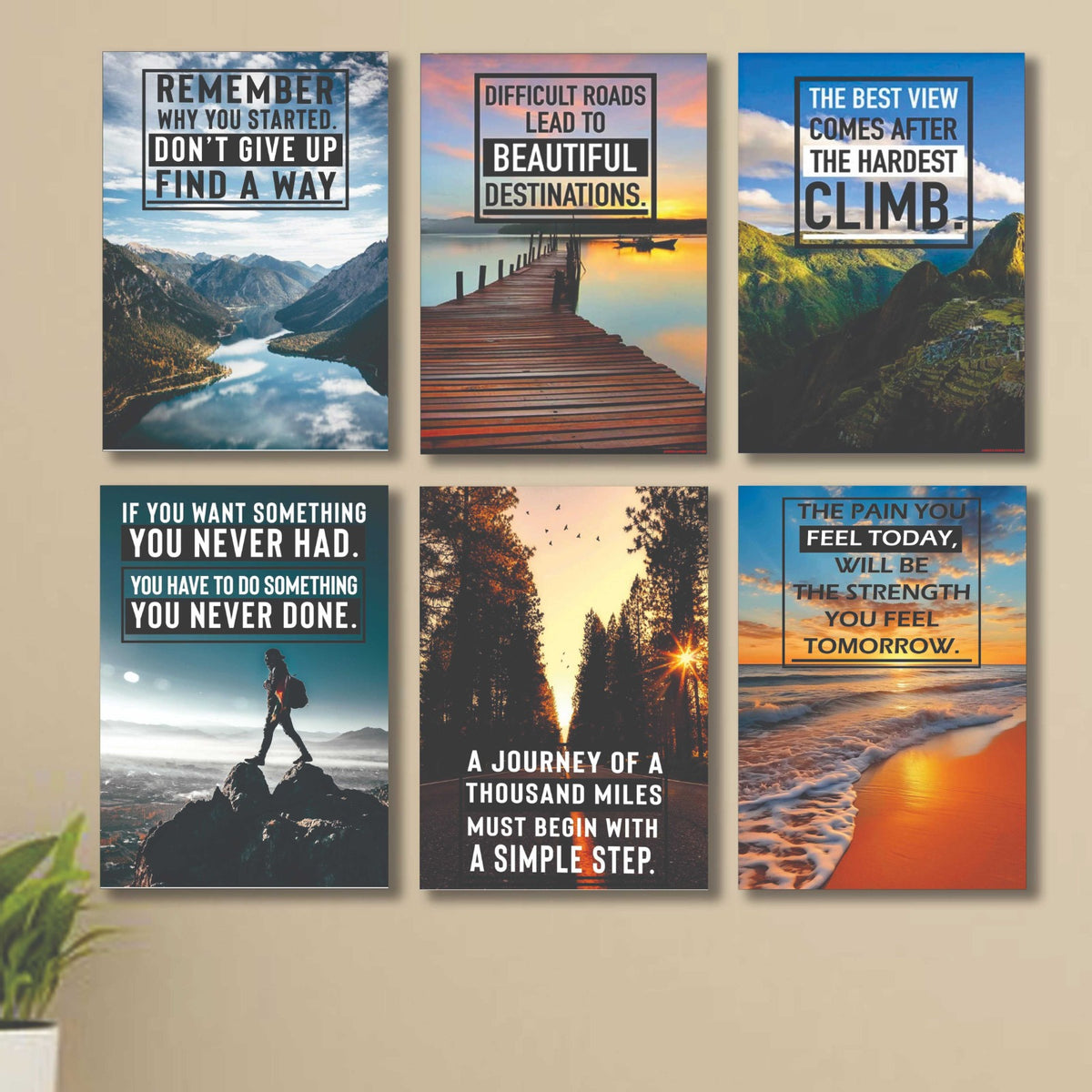 6 PC Motivating Quote Wall Decor Cardboard Phototiles Durable Stylish Elegant And Inspiring - 8*11