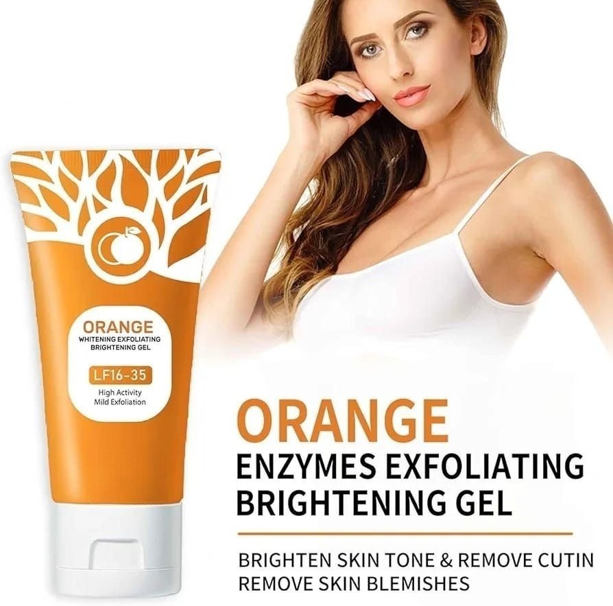 Orange Enzyme Exfoliating Gel Natural Skin Care Formula Brightens Complexion Removes Dead Skin Cells Enhances Smooth Radiant Glow