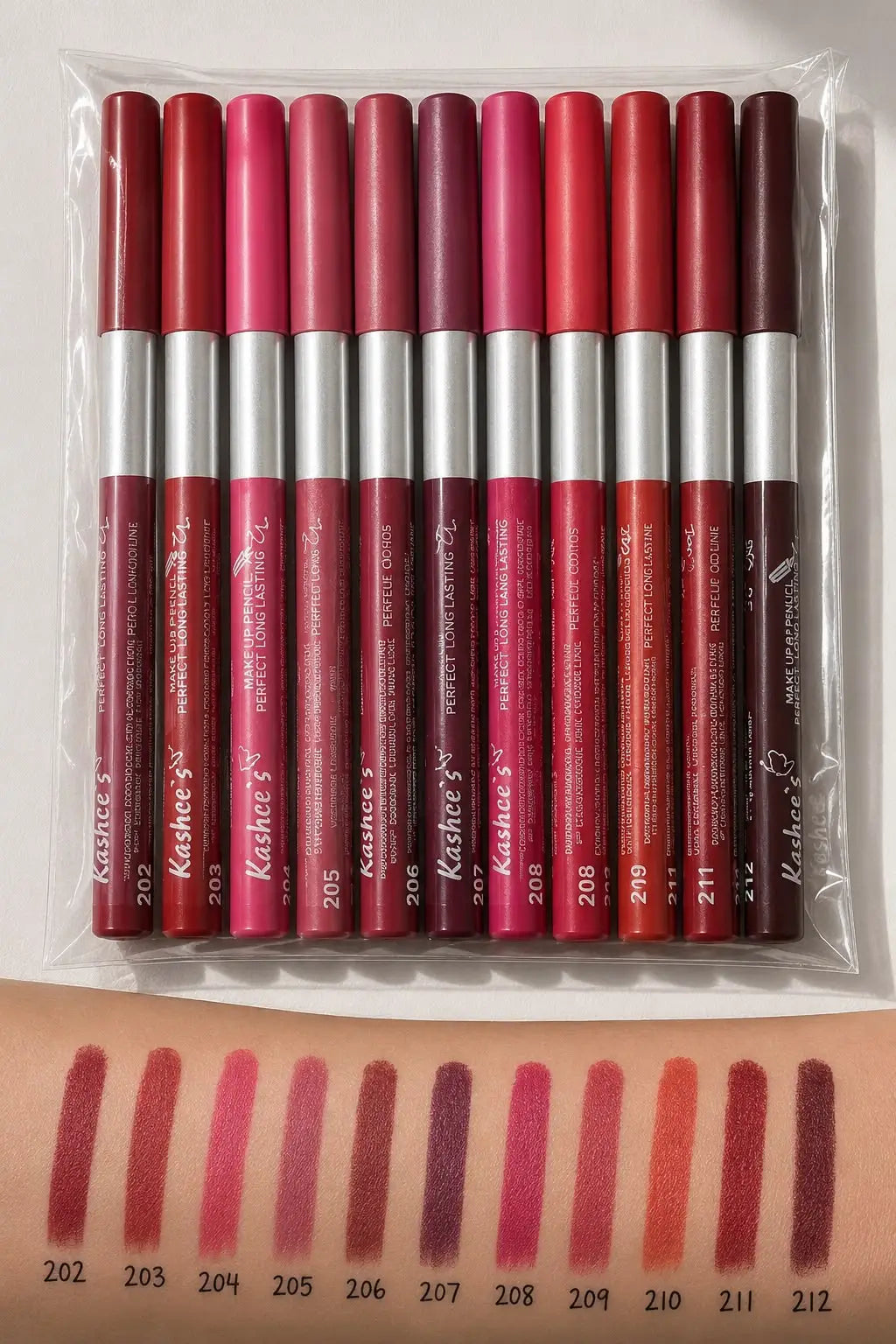 Kashee's 6 In 1 Foundation, Fixer, 12 Pcs Lip Pencil Set, Face Powder, Loose Powder And Paint Stick Deal, Pack Of 6