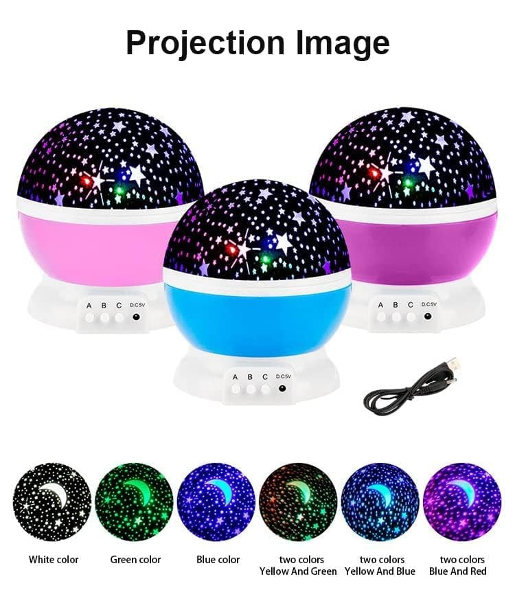 Night Light Star Lamp Starry Sky Projector | 360° Rotating LED Star Light Lamp With Multicolor Projection | Perfect Table Night Lamp Gift For Babies And Children (Random Color)