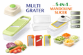 5-in-1 Multi Grater & Mandoline Slicer with Storage Box – Stainless Steel Blades Vegetable & Fruit Cutter