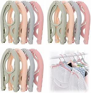 Portable Folding Clothes Hangers with Slots – Pack of 10 Durable Travel-Friendly Hangers. ( Random Colour )