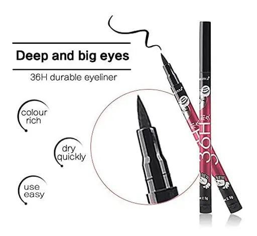 Pack Of 06 Yanqina 36H Precision Liquid Waterproof Lash Eyeliner Pencil Eye Liner Black