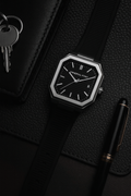 Universal Point UP 1988 – Square Dial Leather Strap Watch | Stainless Steel Case | Water Resistant 3 ATM (With Box)