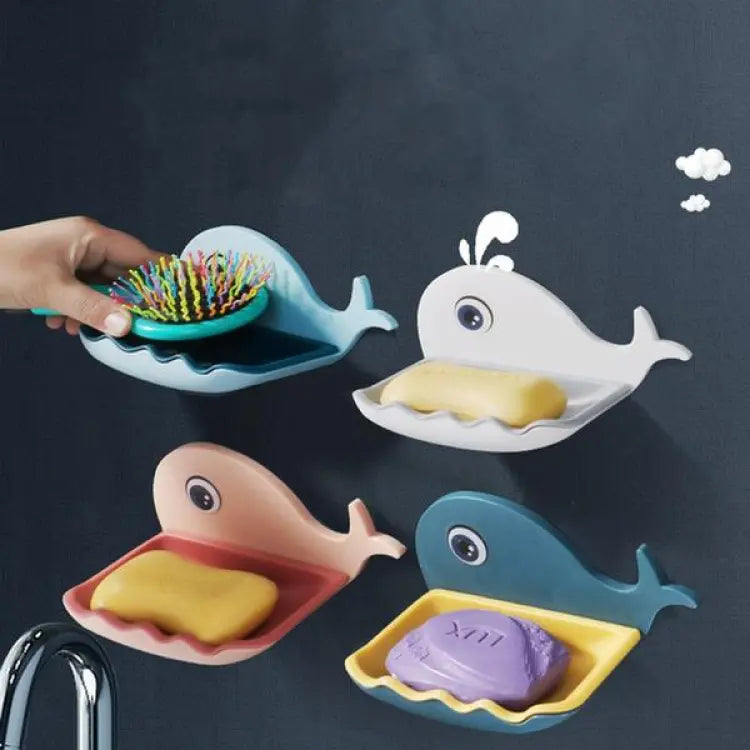 Whale Fish Shaped Soap Holder For Bathroom Wall Mounted Soap Bar Holder Rack For Shower Wall Kitchen Bathroom Random Color1 Pc