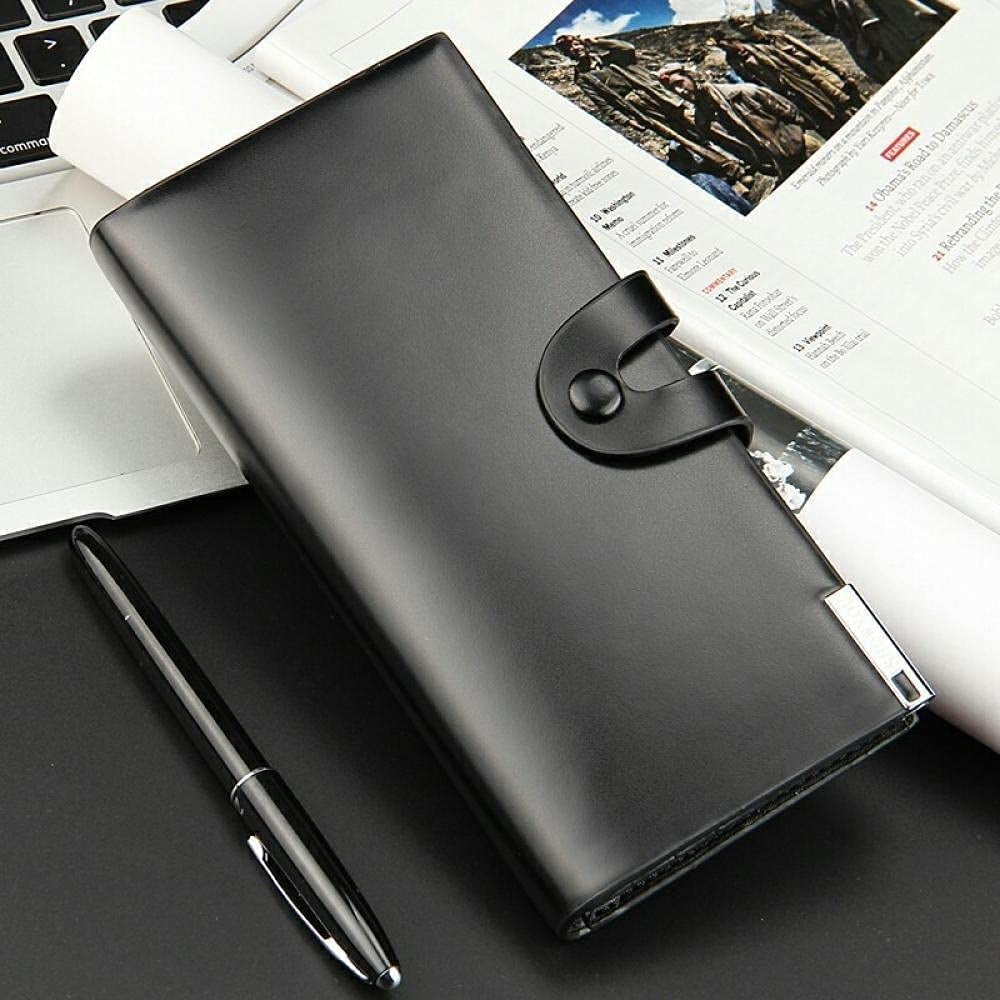 Premium Men's Long Wallet with Mobile Pocket | 10 Card Slots | Cash Pocket | Button Closure | - Black