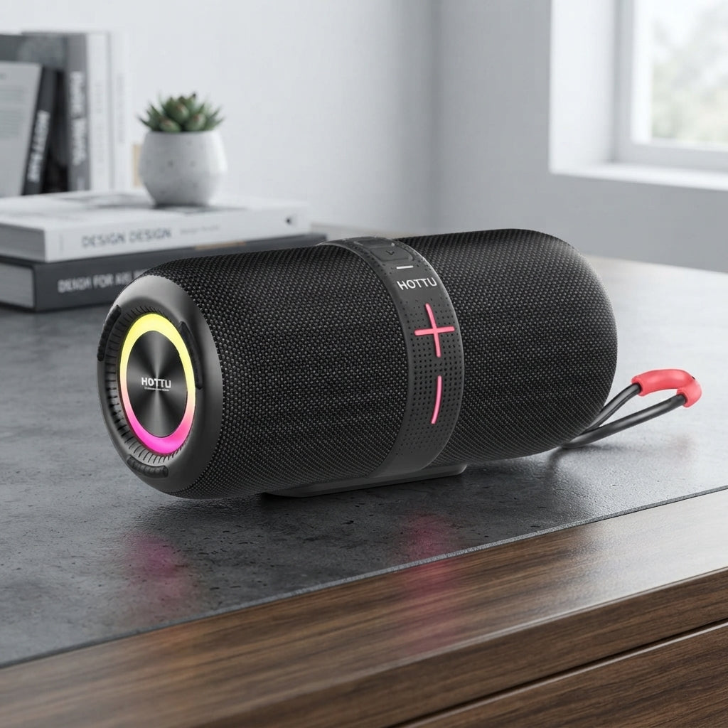HOTTU BS02 Bluetooth Speaker – IPX5 Waterproof, RGB Light & Powerful Bass