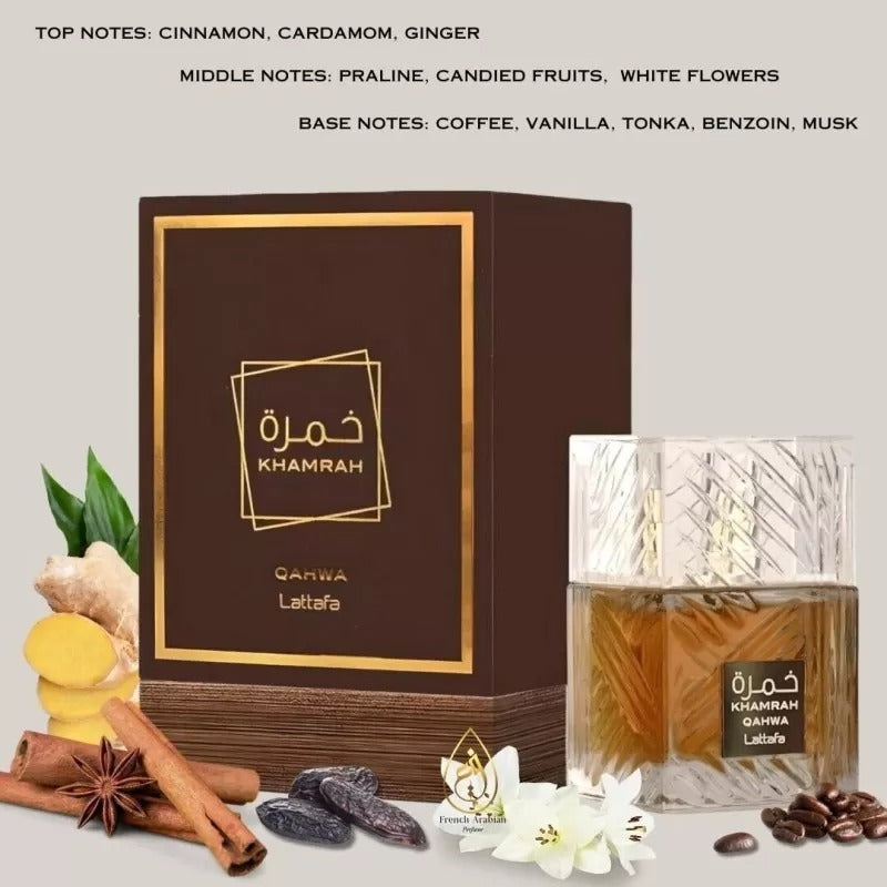 Lattafa KHAMRAH QAHWA Perfume | Long‑Lasting 48 hrs | Premium Fragrance | 100 ML