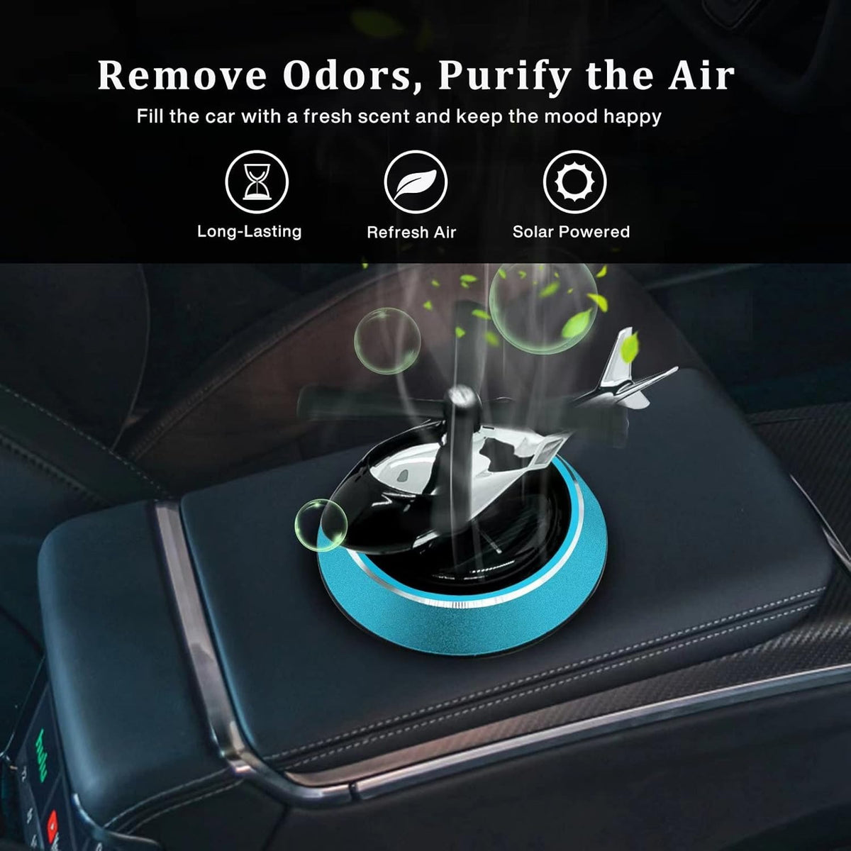Solar Powered Car Aroma Diffuser – Helicopter Design Air Freshener Perfume for Dashboard