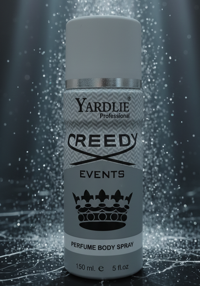 Yardlie Professional CREEDY EVENTS Perfume Body Spray (150ml): Elite, Aromatic Fougere Deodorant for Men.