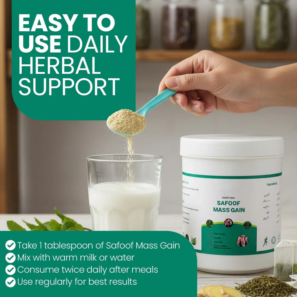 Safoof Mass Gain Herbal Weight Gain Powder Natural Body Mass Support Formul