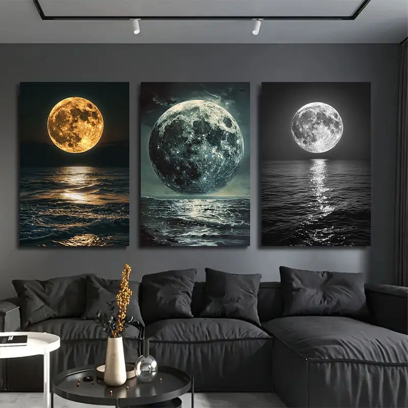 3pcs Moon Style Stickytiles Frames Providing Elegant Lunar Design Artistic Look Modern Appearance - 8*11