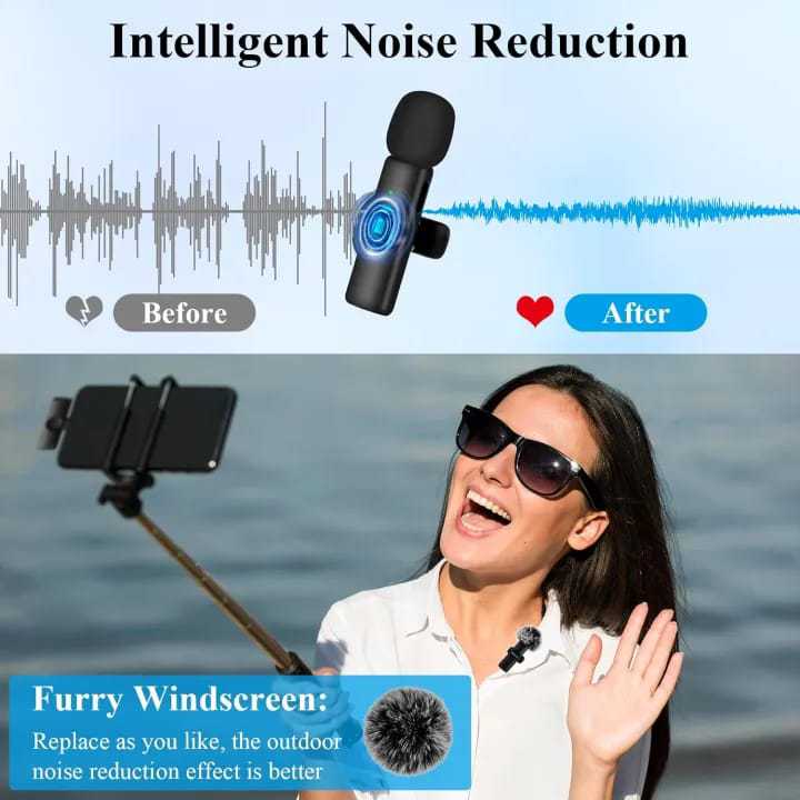 *BOYA BY-F10 2.4GHz Wireless Lavalier Microphone for Android USB-C Devices – Noise Cancelling, Plug & Play, 50m Range, 9h Battery* (With IPhone Connector)