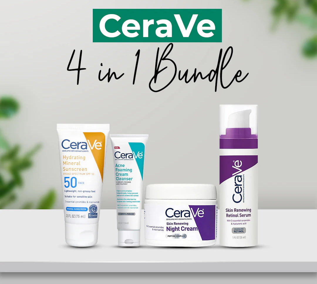 CeraVe Complete Skincare Combo Kit – Sunscreen SPF 50, Acne Cleanser, Retinol Serum & Night Cream