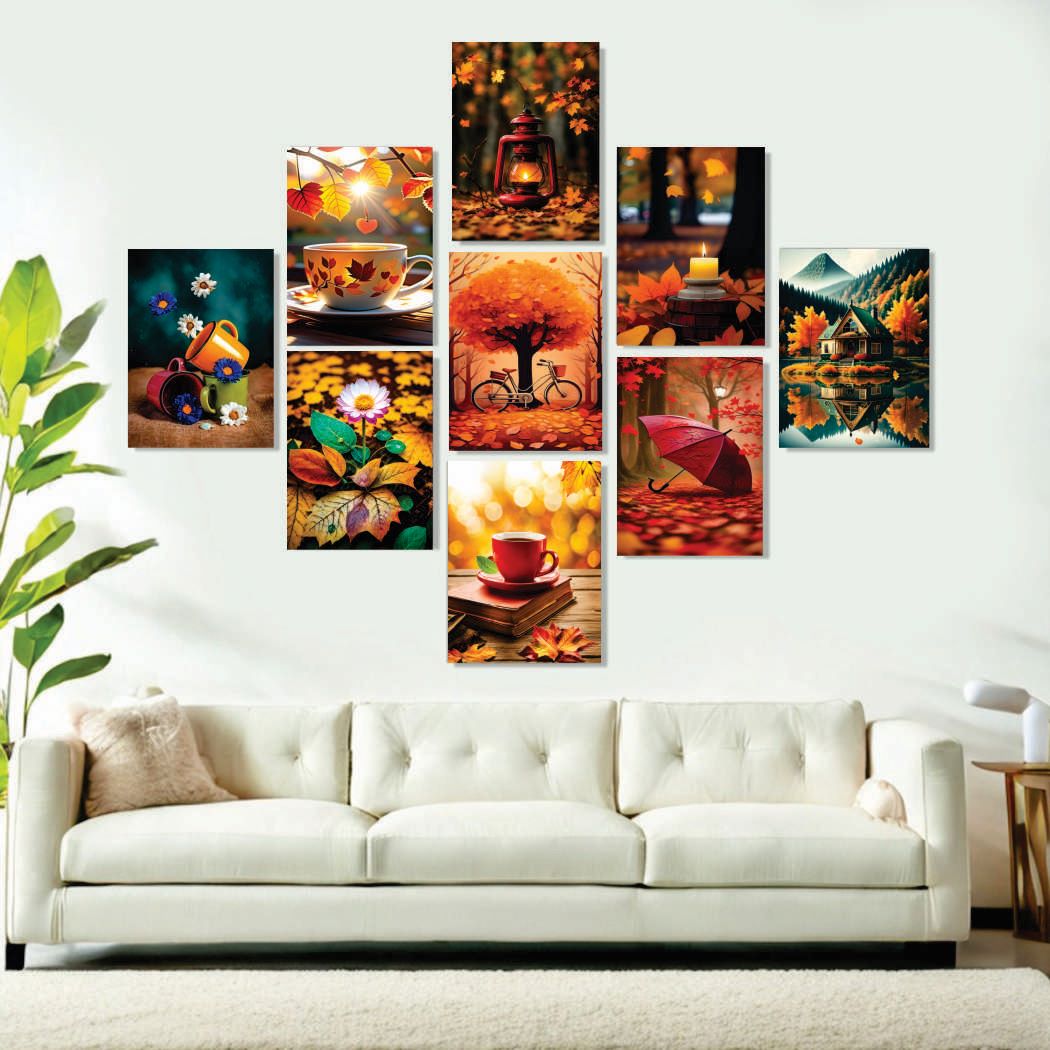 Set of 9 Premium Wall Art Photo Tiles