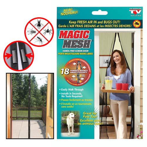 Premium Quality Mosquito Magic Mesh In Hard Box With 20pcs Double Tape Stickers And 12pcs Hocks For Easy Installation - Black