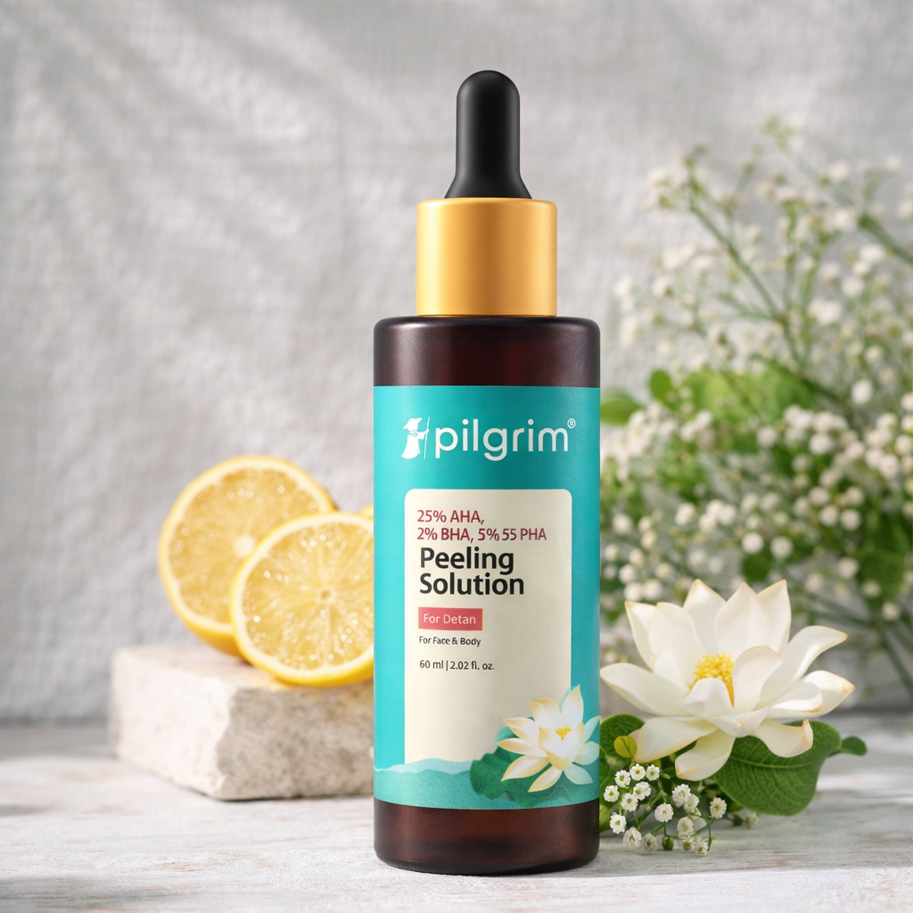 Pilgrim 25% AHA, 2% BHA, 5% PHA Peeling Solution For Detan Exfoliating Serum – 30ml