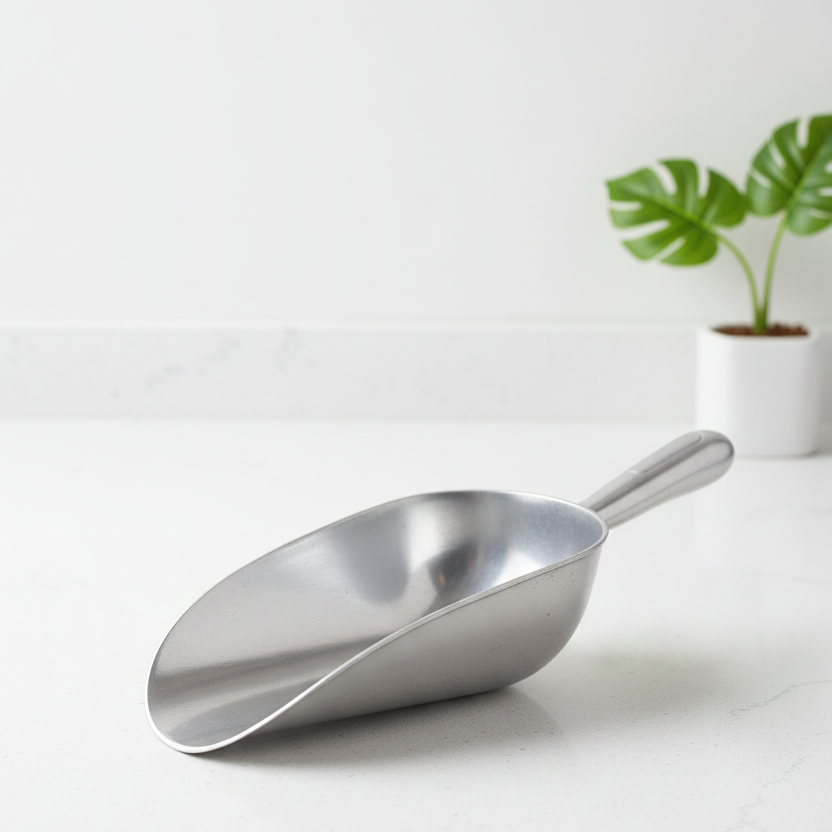 Durable Cast Aluminum Utility Scoop | Heavy-Duty Multi-Purpose Metal Scoop for Kitchen, Baking, Ice, Grains, Flour, Pet Food & Household Use