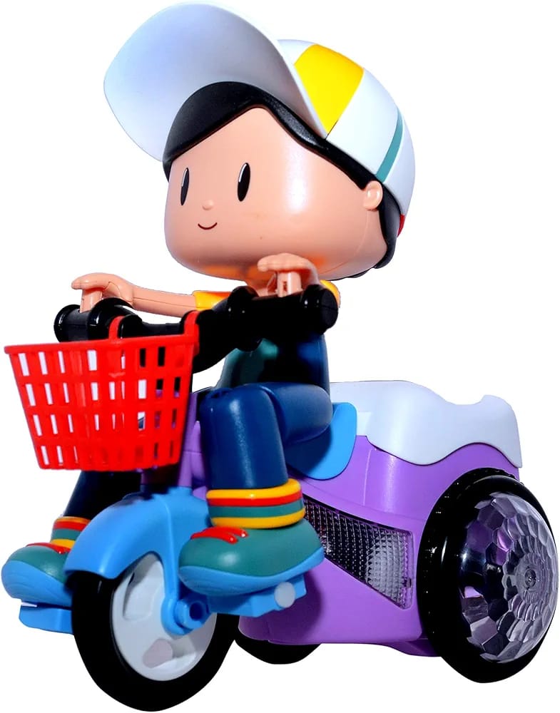 Musical Stunt Tricycle Toy Bike for Kids with 360° Rotation, 3D Flashing Lights, Music & Bump and Go Action