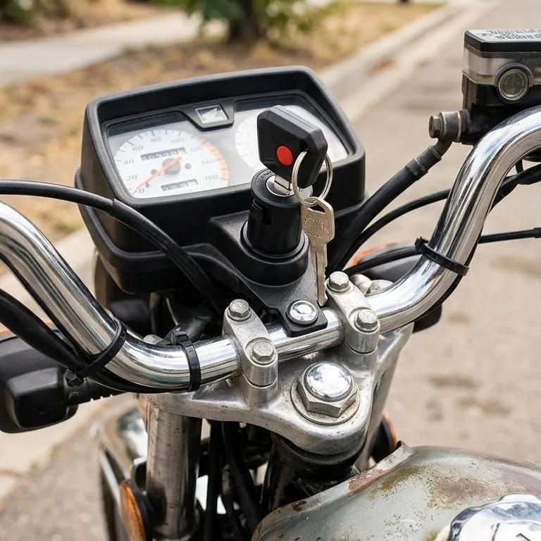 125 Tank Lock with Key and Side Lock Set Motorcycle Fuel Tank Lock Set Complete Security Lock Kit for 125cc Bike