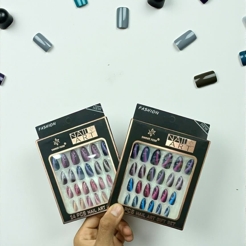 24 Pcs Professional Manicure Artificial Nails – Salon-Quality Press-On Nail Set