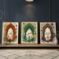Tawakkul Sabar Shukar Wooden Sticky Wall Art 3 Piece Islamic Motivational Frame Set 8X11 Inch Each With Easy Sticky Tape Installation