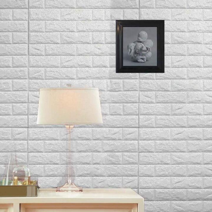 3d Wall Sticker White Brick Sheet | Bedroom Home Decor Waterproof Self Adhesive Living Room Wallpaper (Pack Of 1)