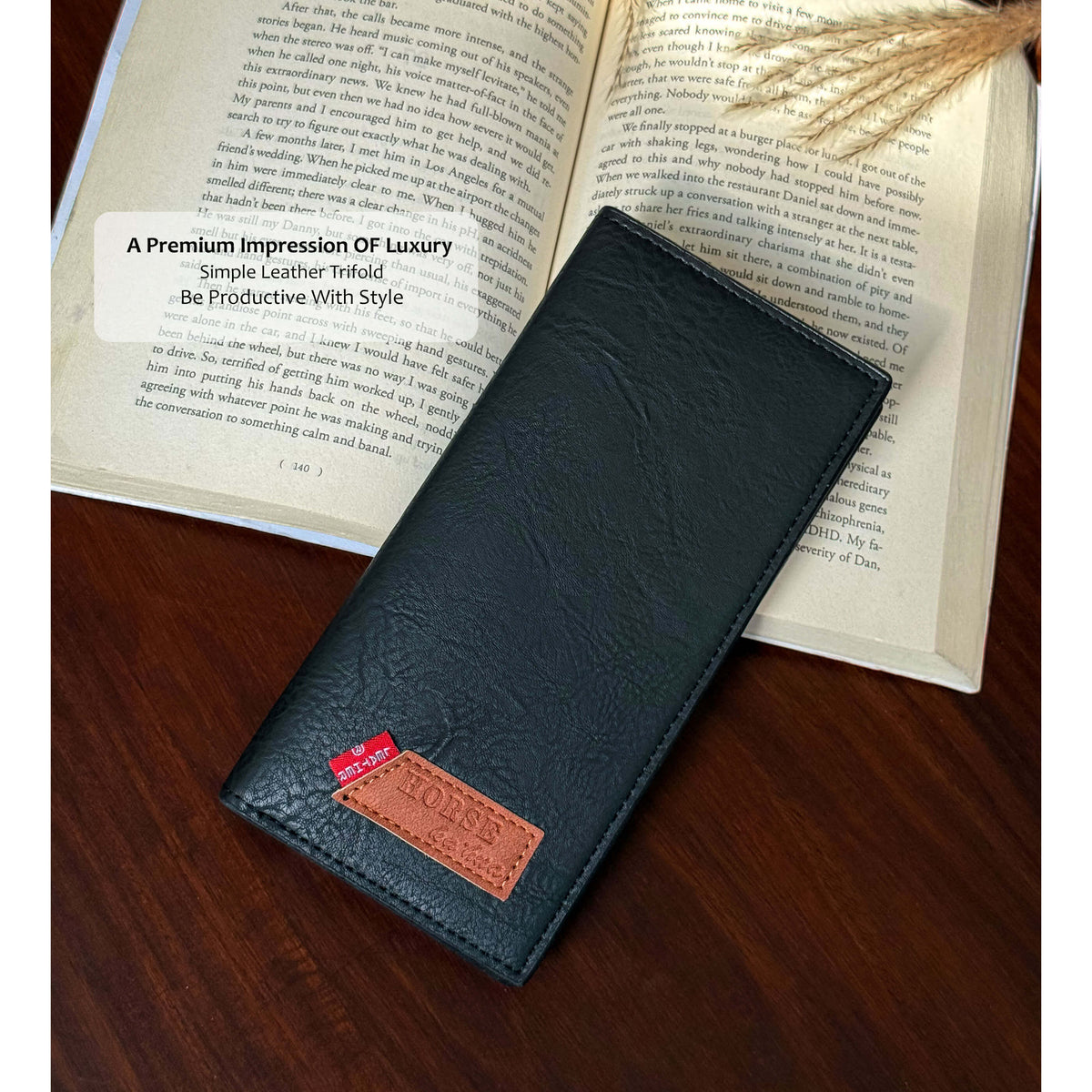Rustic Finish Long Wallet with Vintage Texture Design | 12 Card Slots 2 Cash Compartments Zipper Pocket ID Window | Lightweight Elegant Everyday Use