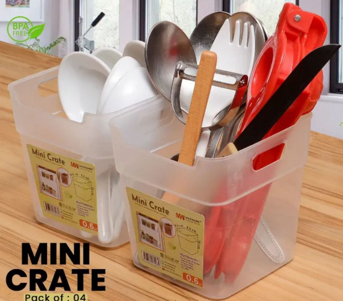 Refrigerator Food Storage Box Set – 4 Pcs Mini Crate Organizers (0.6L Each)