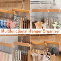 8 Hooks Wooden Clothes Hanger With Tie Rack Belt Hangers With 360Rotating 3078112