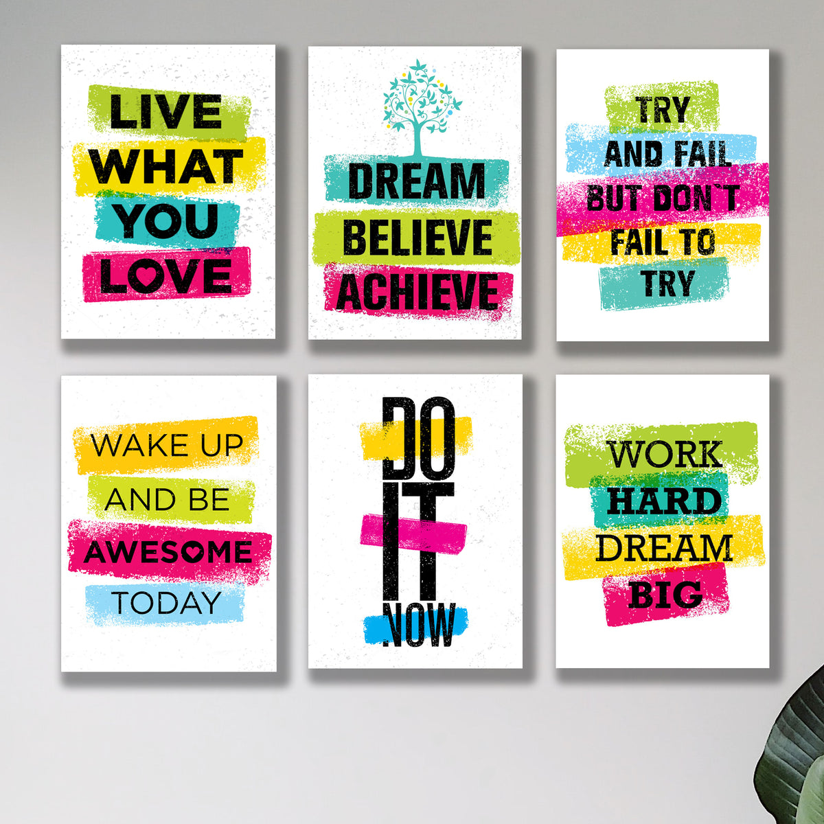 Set Of 6 Motivational Sticky Canvas Frames For Wall Decore Sticky Phototiles 2685580
