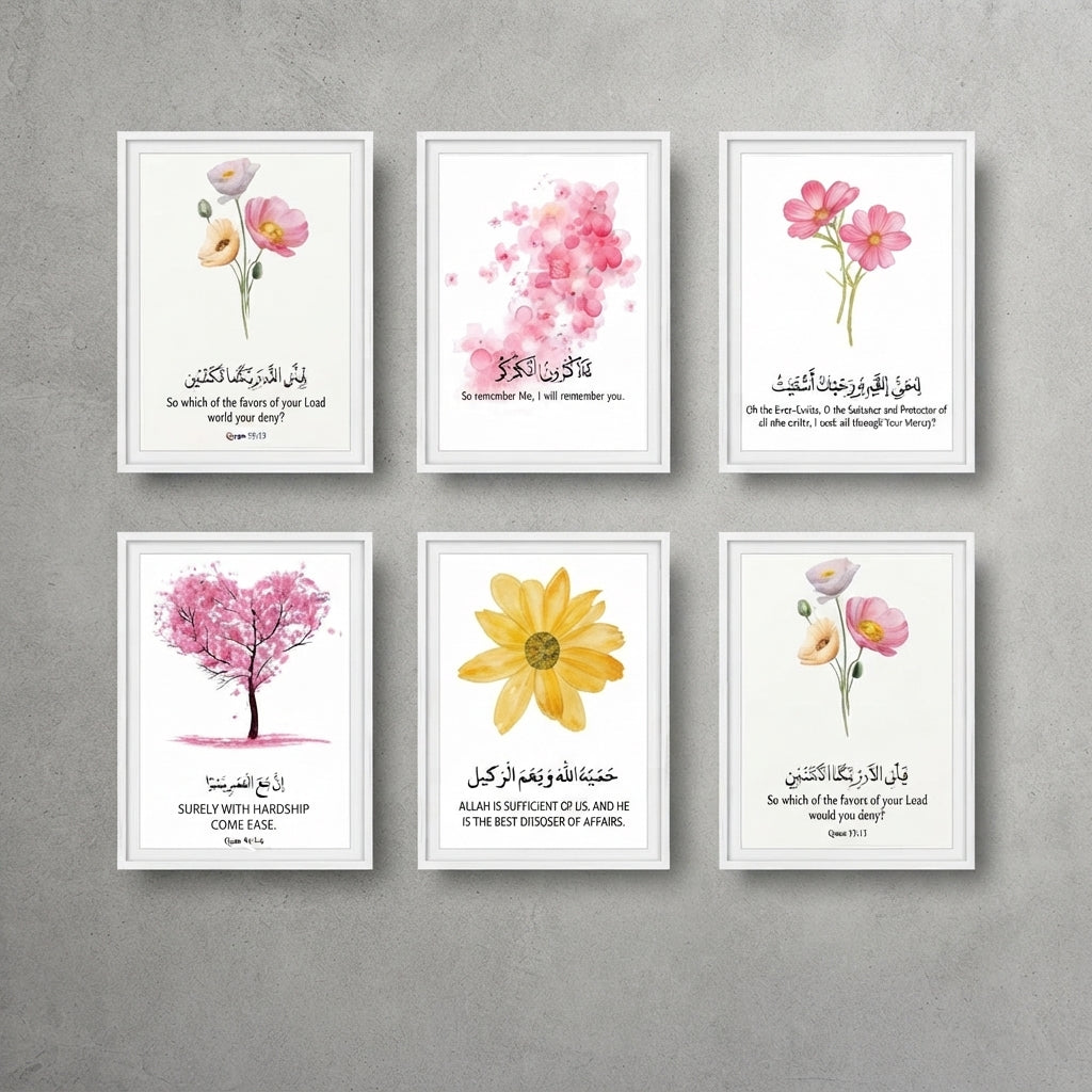 Set of 5 Premium Wall Art Photo Tiles – Home Decor Accessory Designed For Interior Styling And Daily Living Space Routine - Size:  8x11