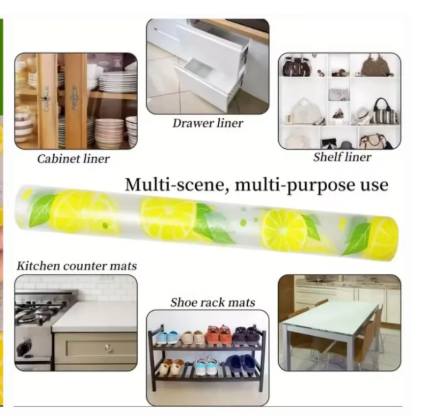 Waterproof Kitchen Mat Shelf Liner 45×150 – Easy To Clean, Oil Proof, Anti Slip Multipurpose Drawer And Shelf Cover (Random Color)