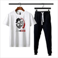 Premium Micro Men’s Tracksuit Money Heist Print – Comfortable Sportswear | Gym & Workout Suit - Black Medium