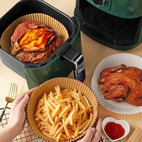 Pack Of 50 Air Fryer Liners | Disposable AirFryer Plates | Butter Paper Liner For Air Fryer