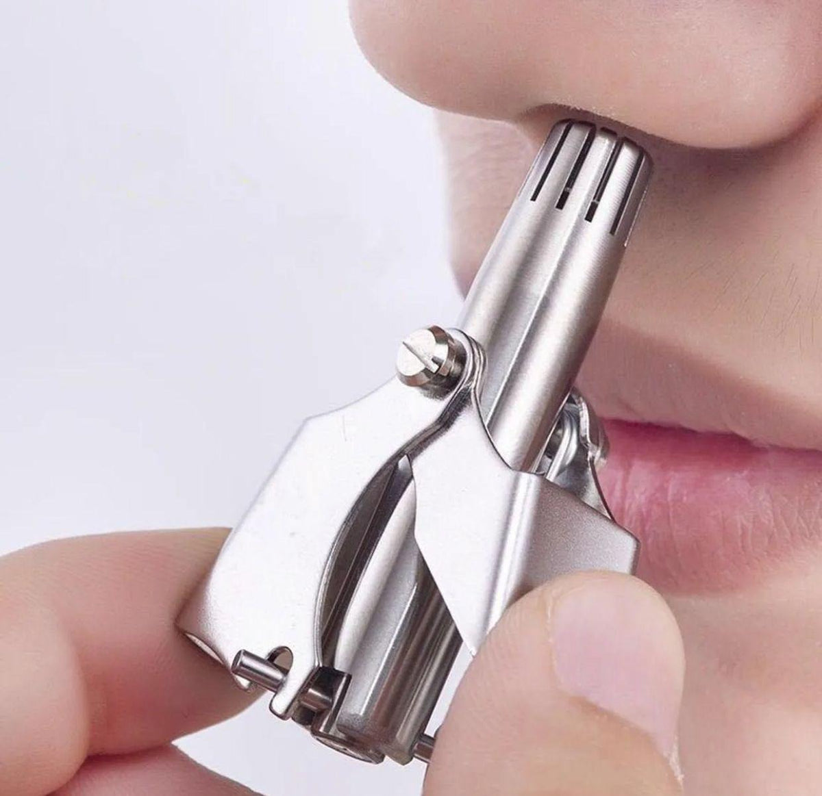 Manual Stainless Steel Nose & Ear Hair Trimmer - Painless, Battery-Free Precision Personal Grooming Tool with Cleaning Brush (Without Box)