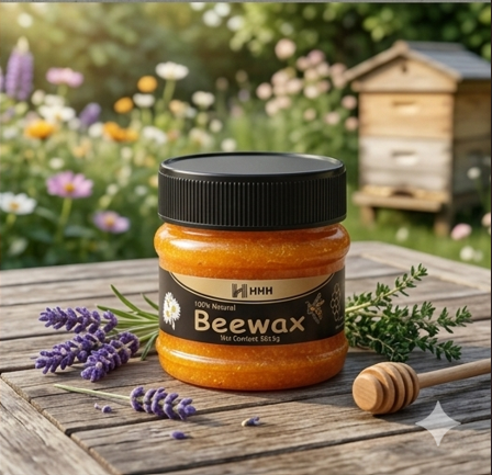 HHH 100% Natural Beewax - Premium Wood Seasoning & Furniture Polish for Restoration and Protection l 85g