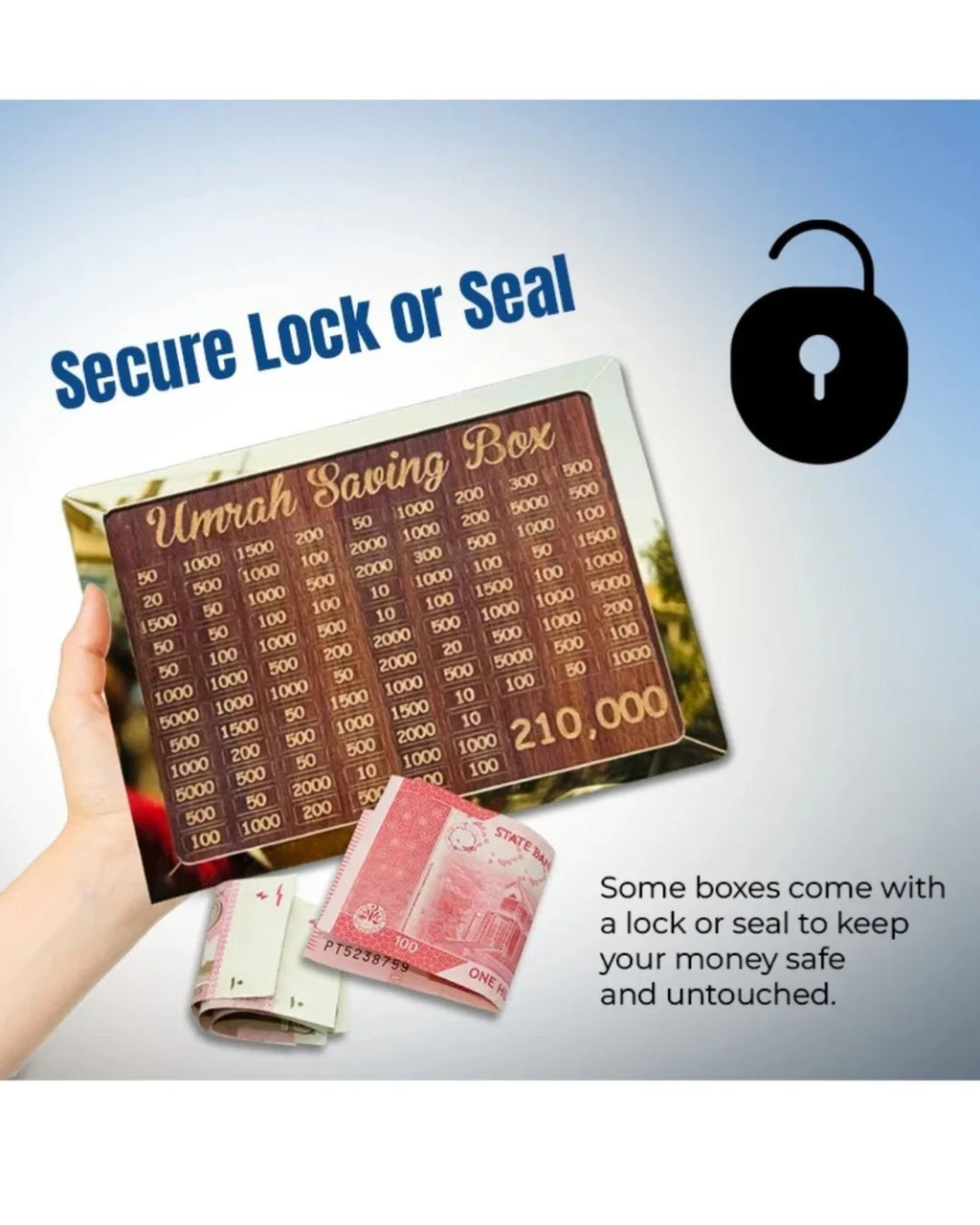 Umrah Saving Box - Box For Umrah Saving |  Umrah Saving Box Wooden Money Box for Umrah - 210,000