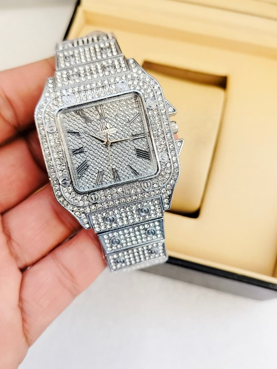 Ladies Stylish Stone Watch – Elegant Wristwatch with Sparkling Stones, Fashion Accessory for Daily Wear & Occasions - Silver