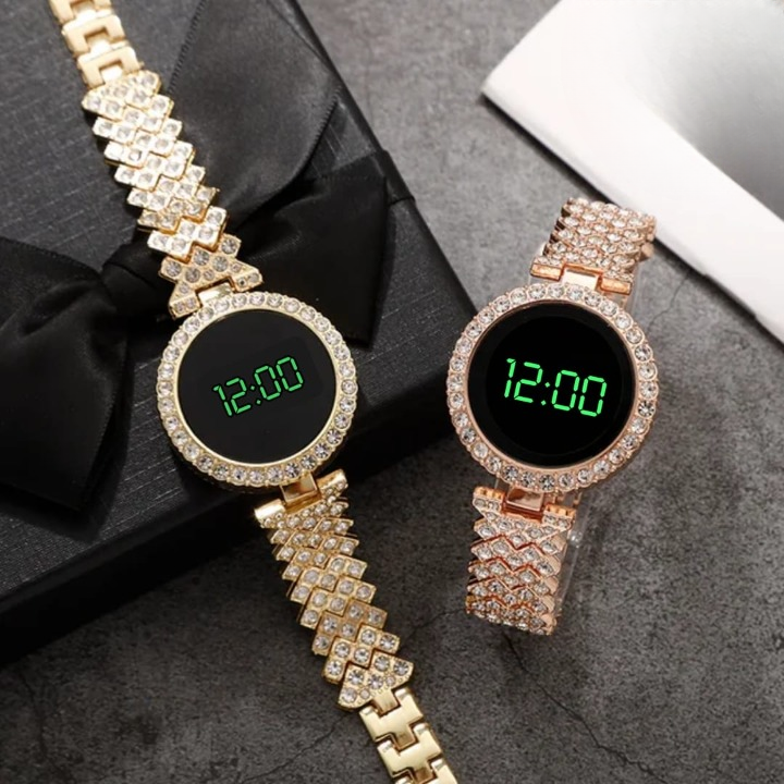 Ladies Round Dial Digital Watch Elegant Design Clear Display Comfortable Strap Easy To Use Reliable Performance Perfect For Daily Wear - Silver