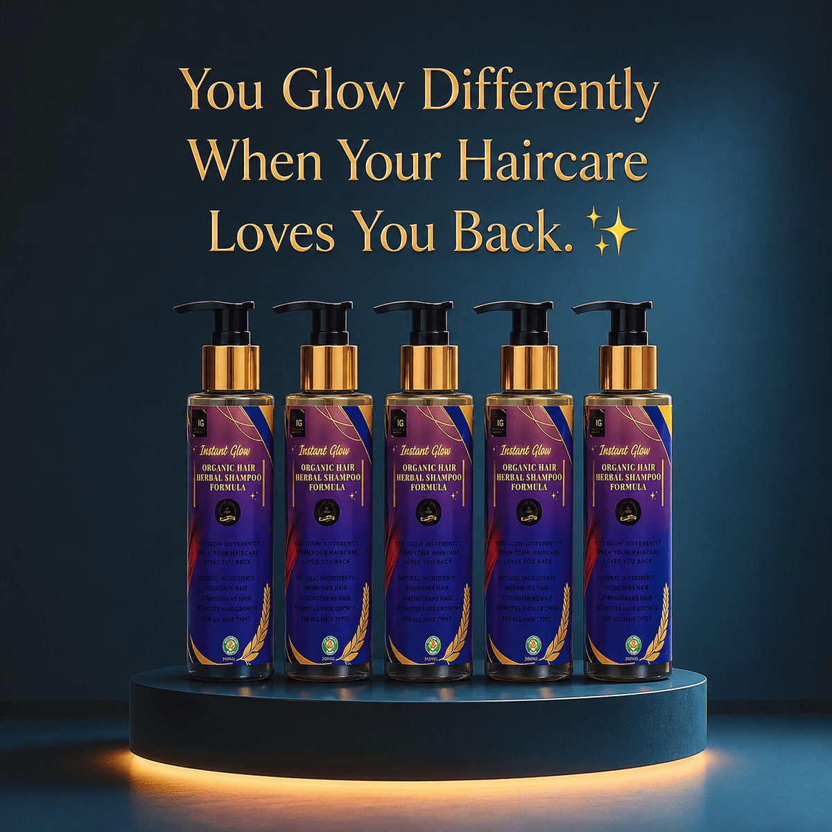 Instant Glow Herbal Shampoo 20+ Formula 150ml | Organic Herbal Hair Shampoo for Hair Growth & Hair Fall Control | Dandruff & Frizz Control | Scalp Nourishing Shampoo