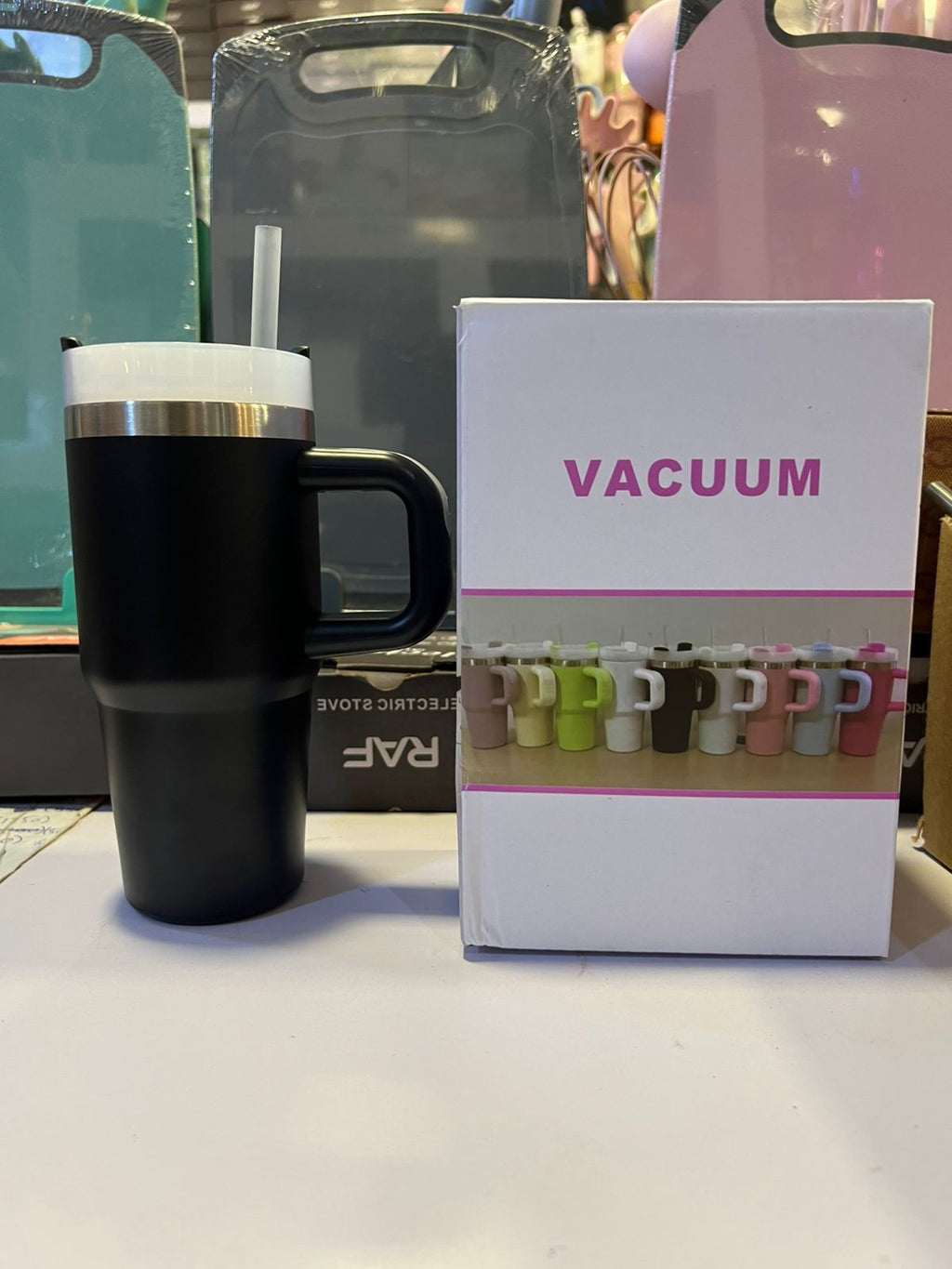 Mini Insulated Tumbler with Handle – Stainless Steel Travel Mug with Straw Lid (Hot & Cold) (480ml)