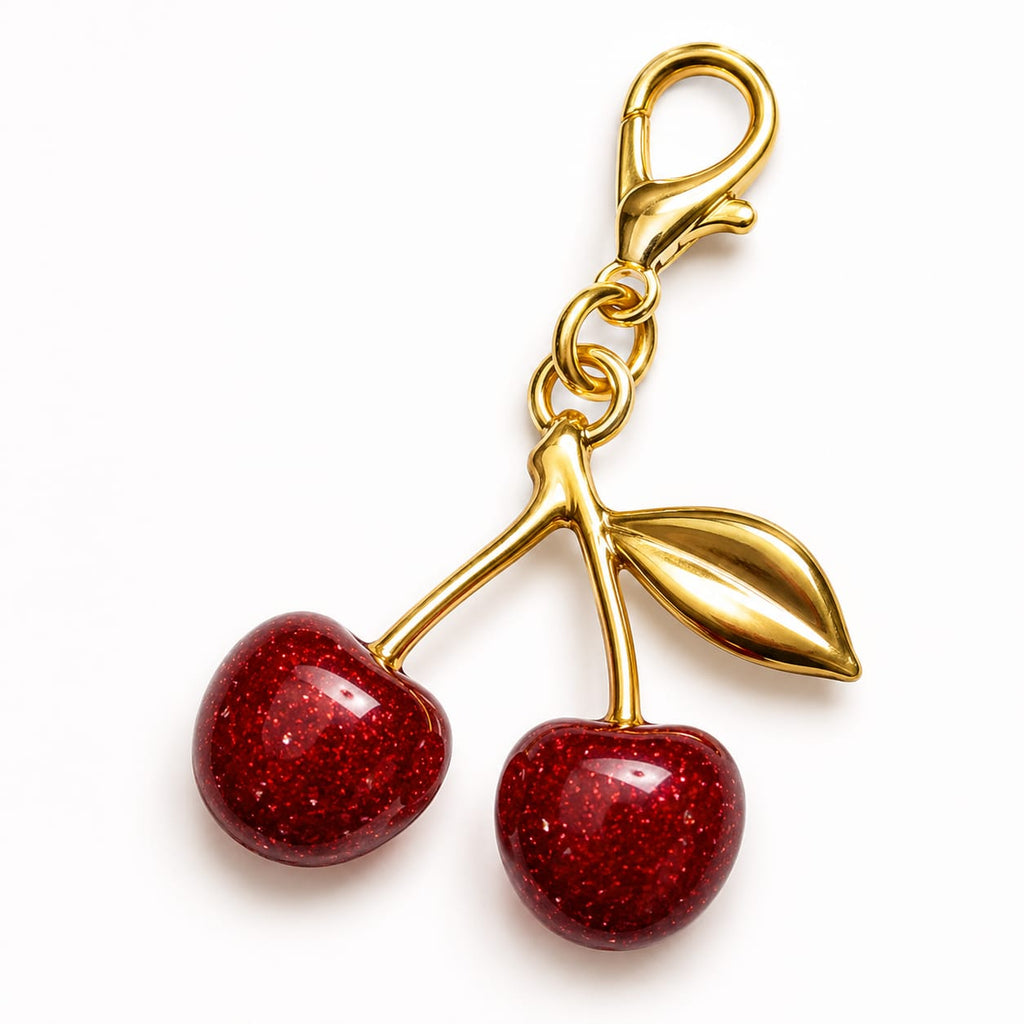 Red Cherry Keychain Pendant – Cute Fruit Keyring Charm for Women