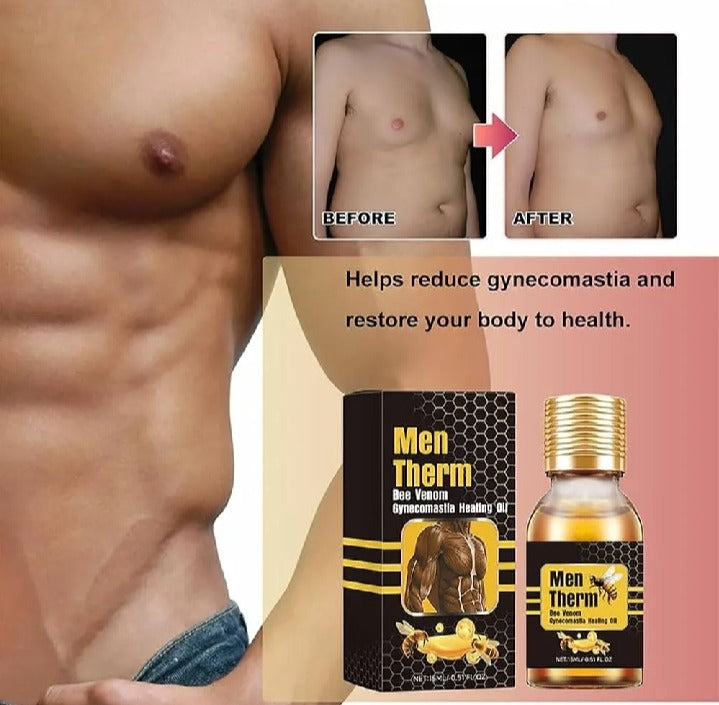 Men Therm Bee Venom Gynecomastia Heating Oil for Men Chest Firming Massage Oil