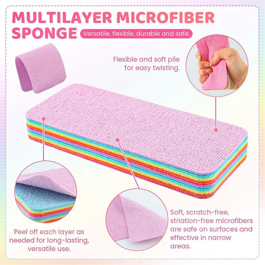 Multi-Purpose Microfiber Rainbow Sponge – 12 Layer Durable Cleaning Sponge for Kitchen & Household Use