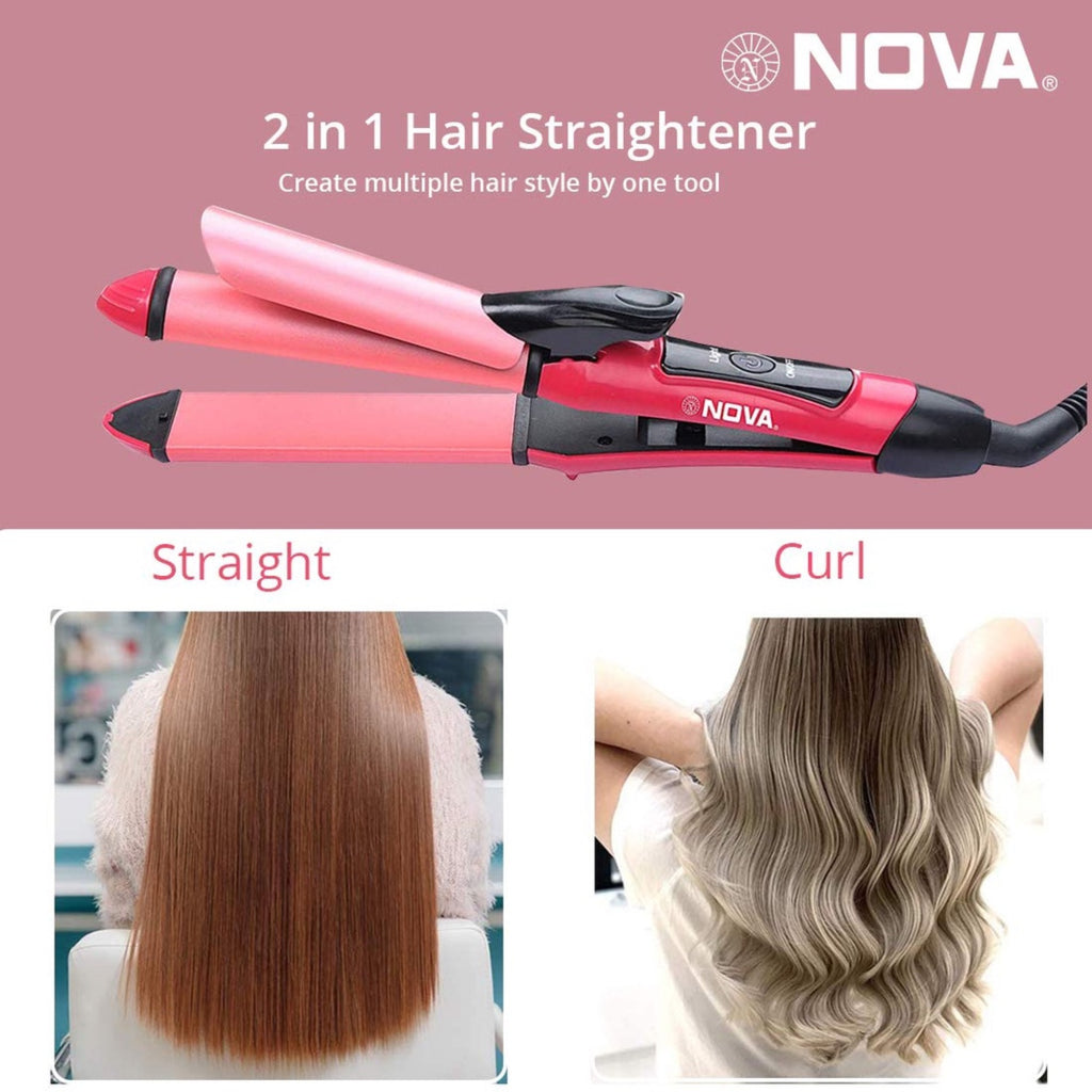 Nova 2‑in‑1 Hair Straightener & Curler | Model NHC‑2009 | Professional Styling Tool