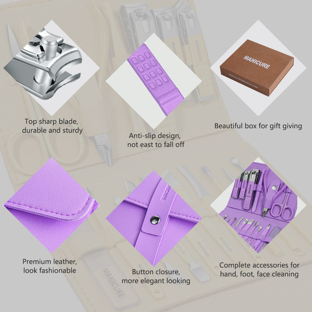 16-in-1 Stainless Steel Nail Care Kit – Manicure & Pedicure Tool Set (Random Color)