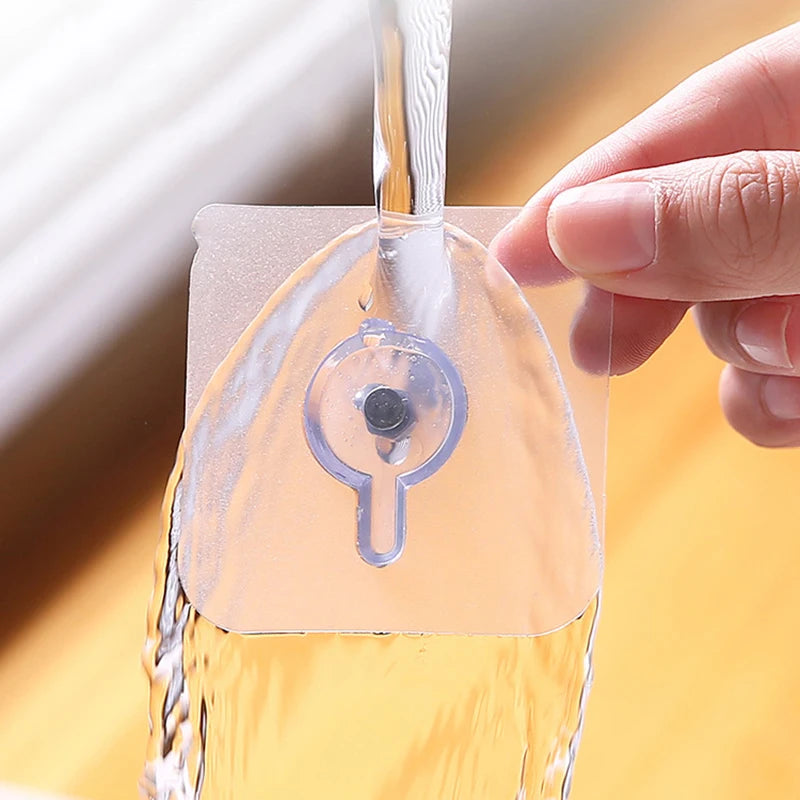 Transparent Self-Adhesive Wall Hooks Sticker – Strong Hold, No Drill, Damage-Free Hanging - Pack of 10